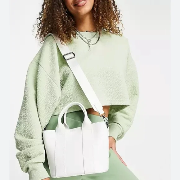 Asos Claudia Canova White Mini Structured Tote Crossbody